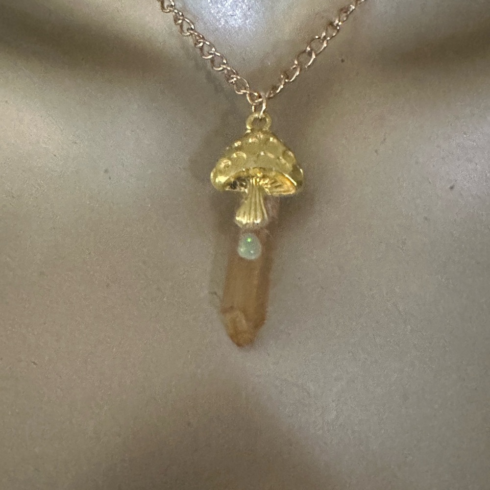 Gold Mushroom Pendant Necklace